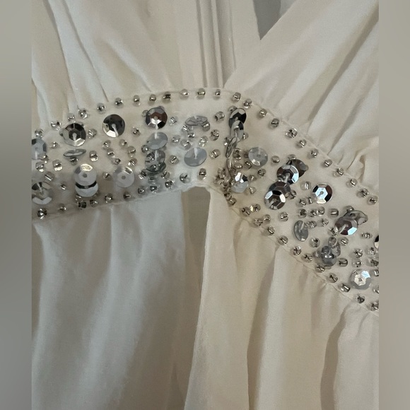 Victoria Secret Vintage Elegant Silk Cream Babydoll with Silver Sequins - Picture 4 of 6